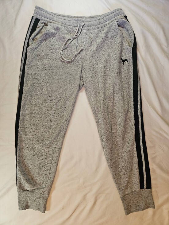 Victoria's Secret Pants - Victorias Secret Pink Womens Gray And Black Pull On Jogger Sweatpants Size Large
